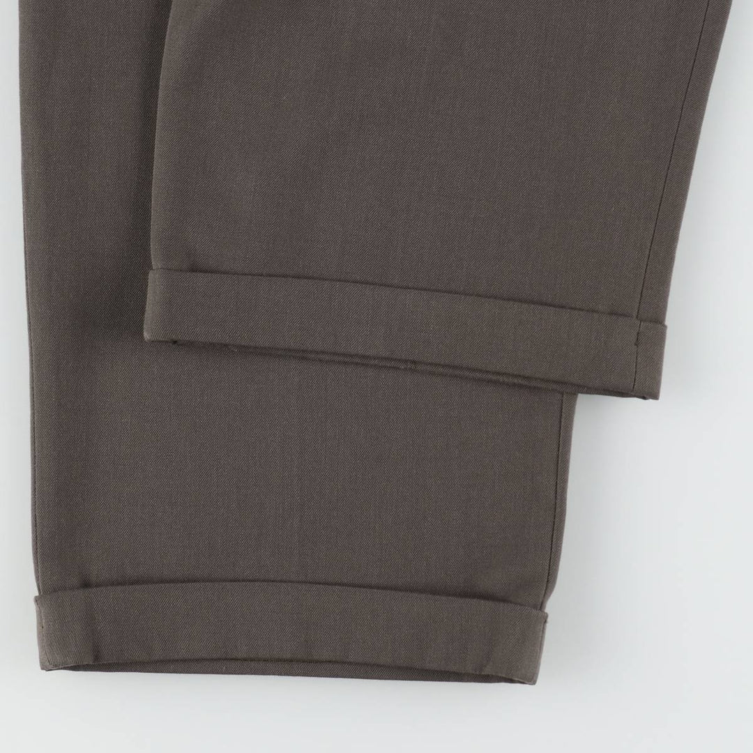 CITY STREETS Three-Pleat Slacks Pants, Men's W32 (approx.), Vintage polyester walnut Vintage Second Hand
