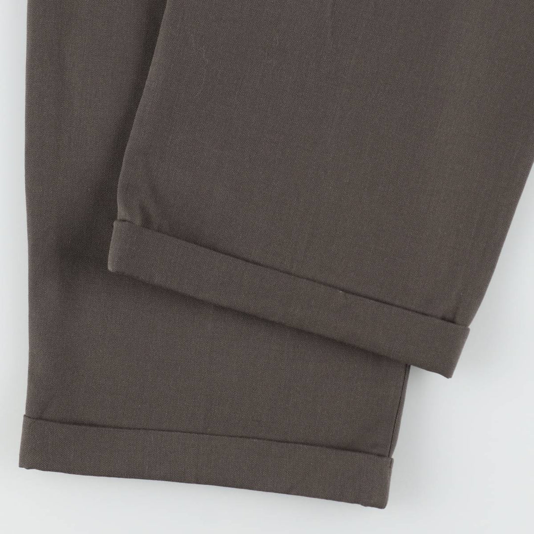 CITY STREETS Three-Pleat Slacks Pants, Men's W32 (approx.), Vintage polyester walnut Vintage Second Hand