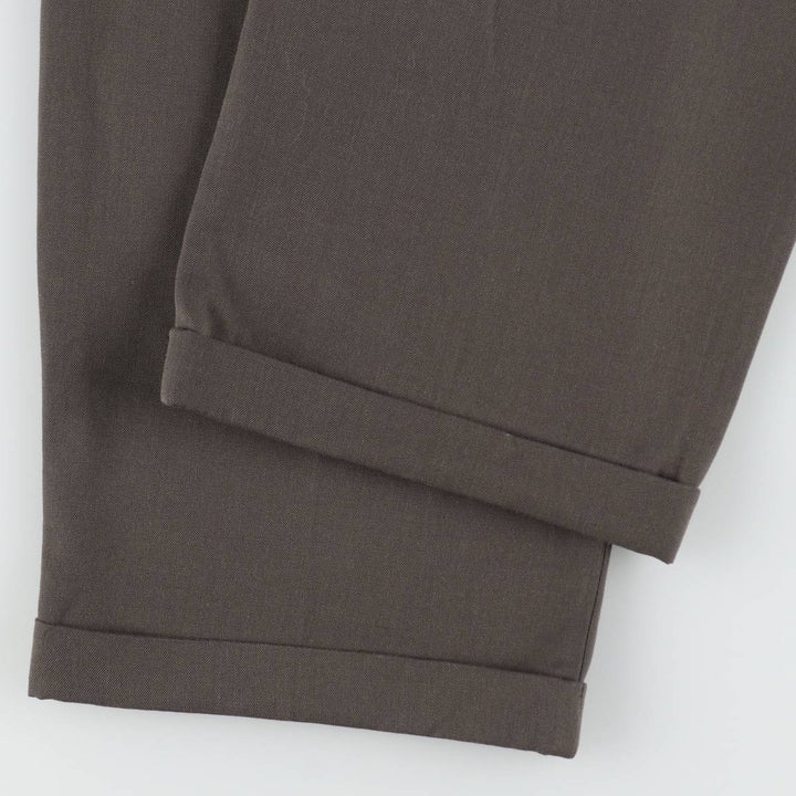 CITY STREETS Three-Pleat Slacks Pants, Men's W32 (approx.), Vintage polyester walnut Vintage Second Hand