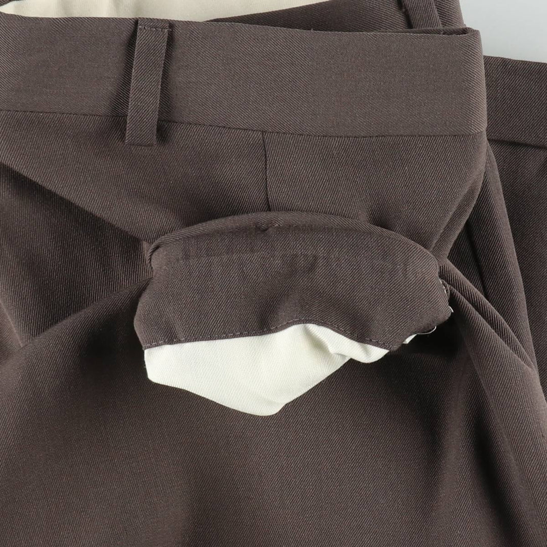 CITY STREETS Three-Pleat Slacks Pants, Men's W32 (approx.), Vintage polyester walnut Vintage Second Hand