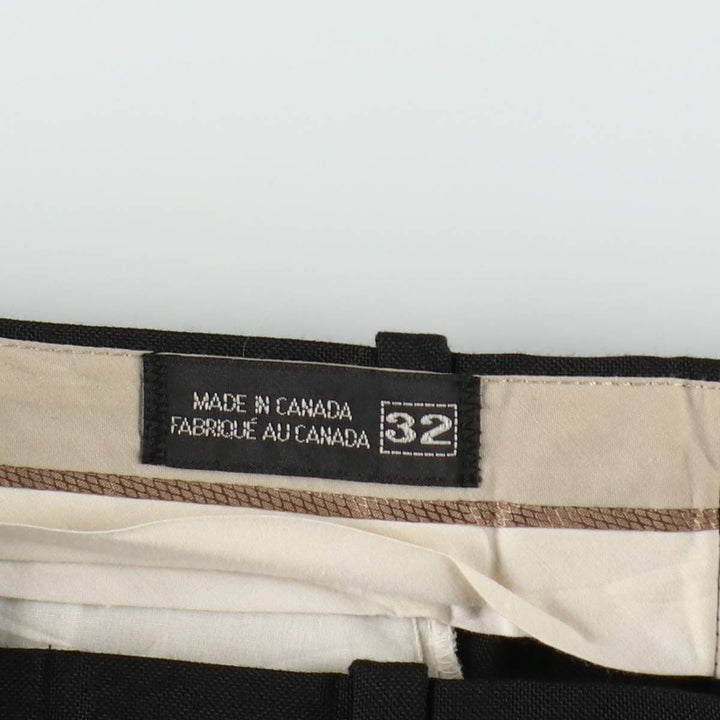 Two-pleat slacks, made in Canada, men's size W32 (approx.), lightweight. unclear black type Vintage Second Hand