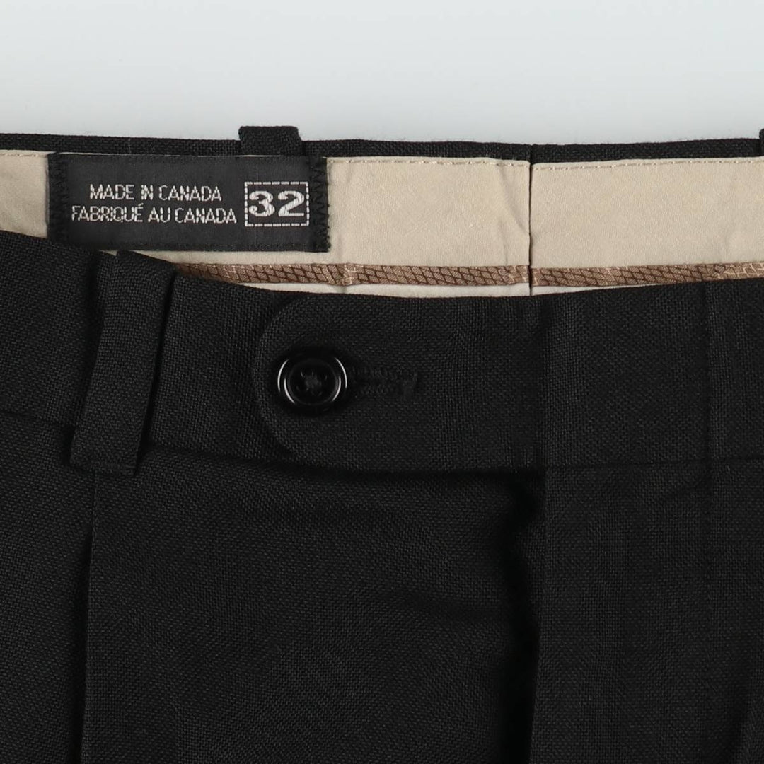 Two-pleat slacks, made in Canada, men's size W32 (approx.), lightweight. unclear black type Vintage Second Hand