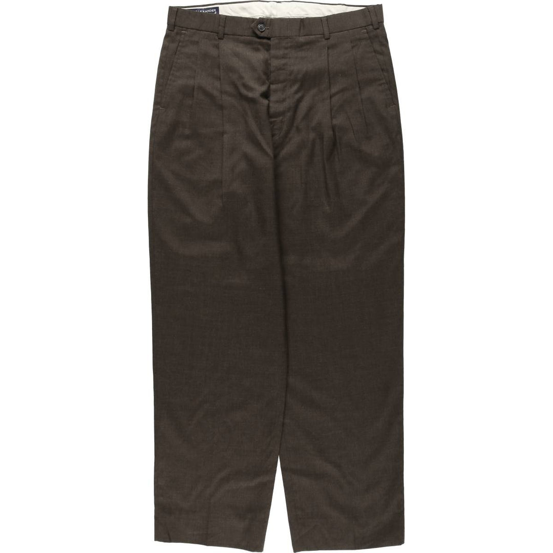 JOHN ALEXANDER Two-Pleat Slacks, Made in USA, Men's W34 (approx.), Vintage unclear brown type Vintage Second Hand