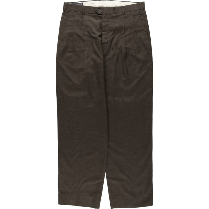 JOHN ALEXANDER Two-Pleat Slacks, Made in USA, Men's W34 (approx.), Vintage unclear brown type Vintage Second Hand