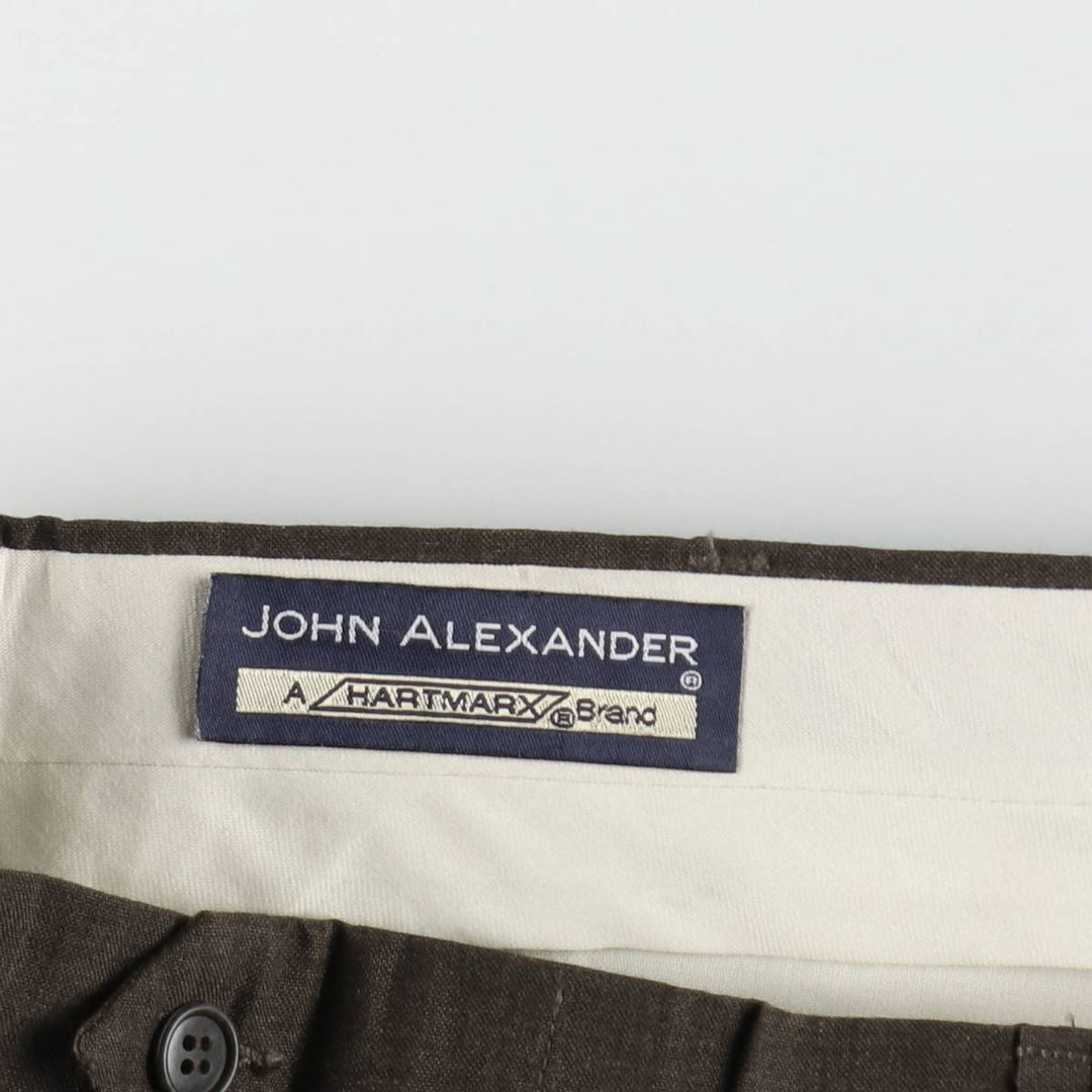 JOHN ALEXANDER Two-Pleat Slacks, Made in USA, Men's W34 (approx.), Vintage unclear brown type Vintage Second Hand