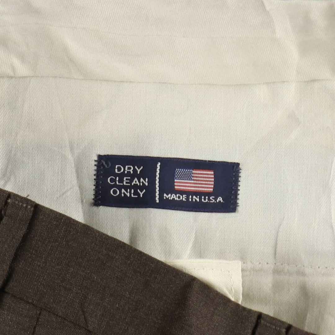 JOHN ALEXANDER Two-Pleat Slacks, Made in USA, Men's W34 (approx.), Vintage unclear brown type Vintage Second Hand