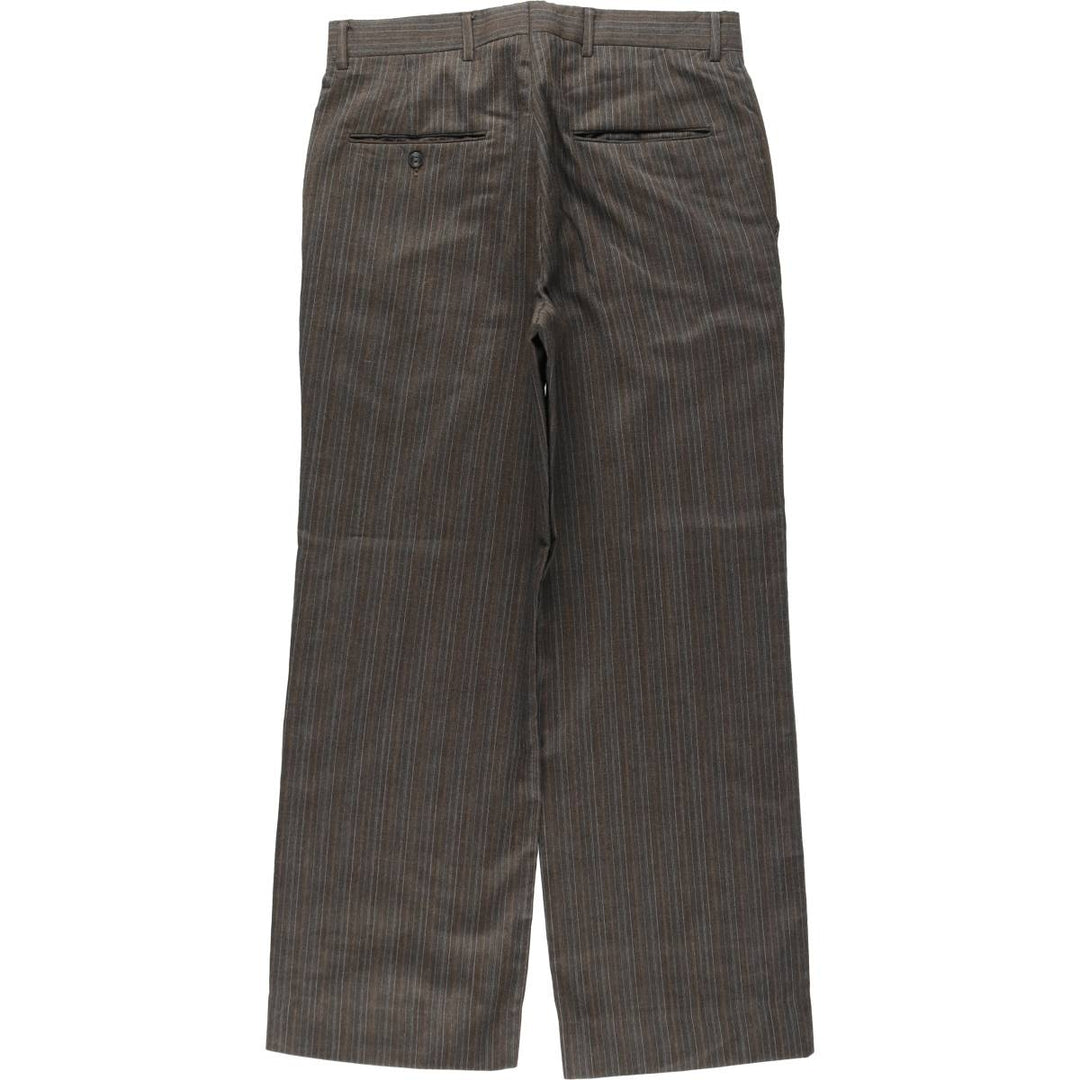 OAKTON Ltd. Stripe Pattern Multi-Stripe Slacks Pants Men's W32 (approx.) Vintage polyester walnut Vintage Second Hand