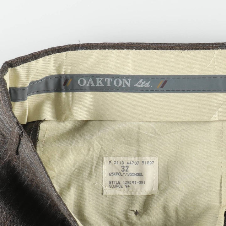 OAKTON Ltd. Stripe Pattern Multi-Stripe Slacks Pants Men's W32 (approx.) Vintage polyester walnut Vintage Second Hand
