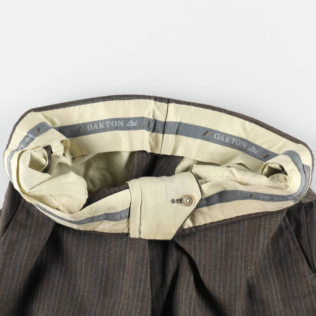 OAKTON Ltd. Stripe Pattern Multi-Stripe Slacks Pants Men's W32 (approx.) Vintage polyester walnut Vintage Second Hand