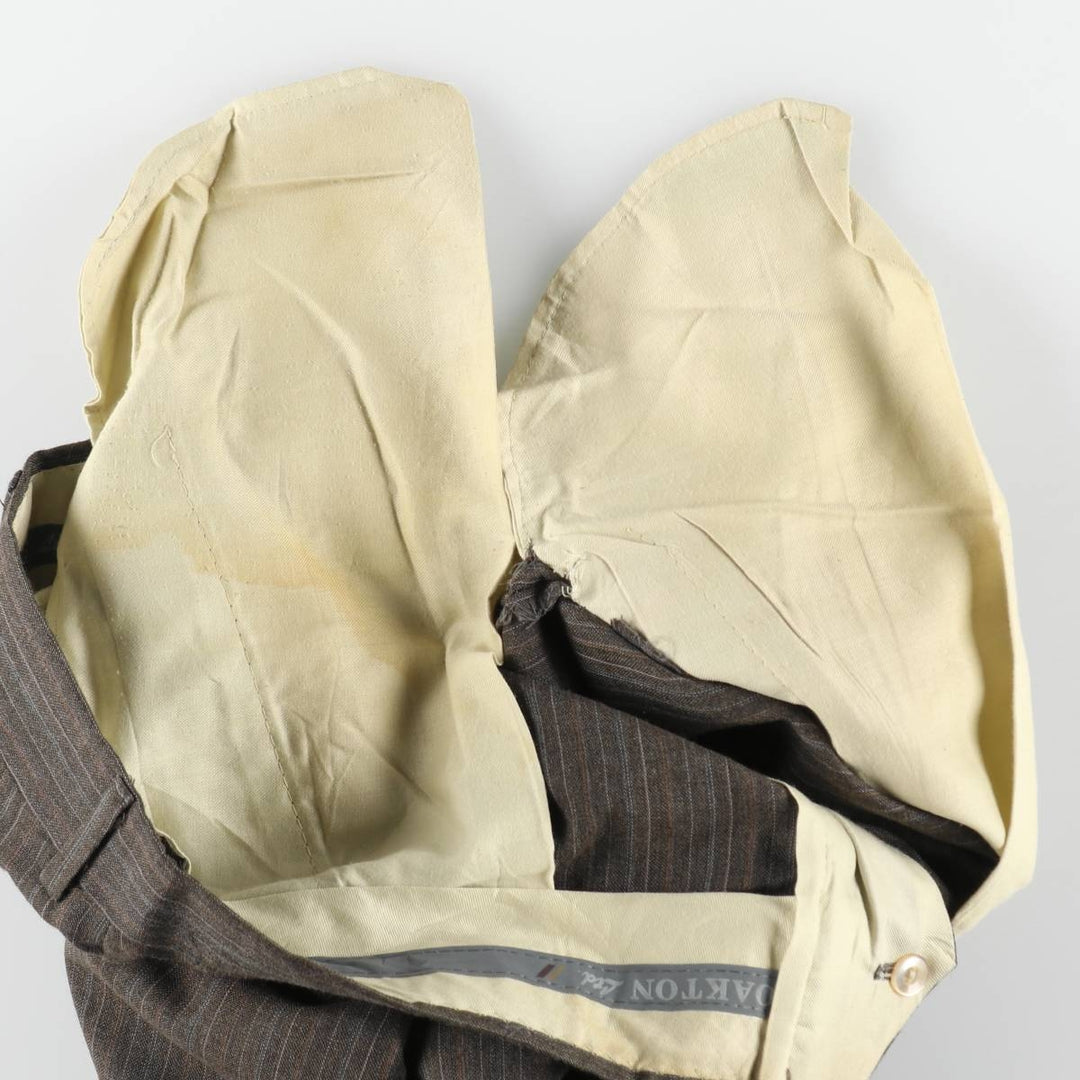 OAKTON Ltd. Stripe Pattern Multi-Stripe Slacks Pants Men's W32 (approx.) Vintage polyester walnut Vintage Second Hand
