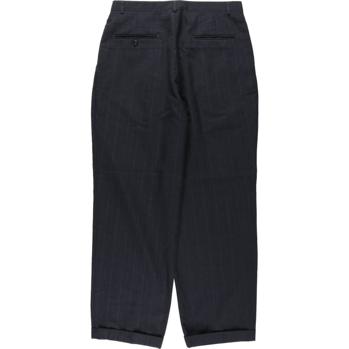 Haggar ATHLETIC FIT Stripe Pattern Two-Pleat Slacks Pants, Made in USA, Men's W32 (approx.) polyester Charcoal Vintage Second Hand