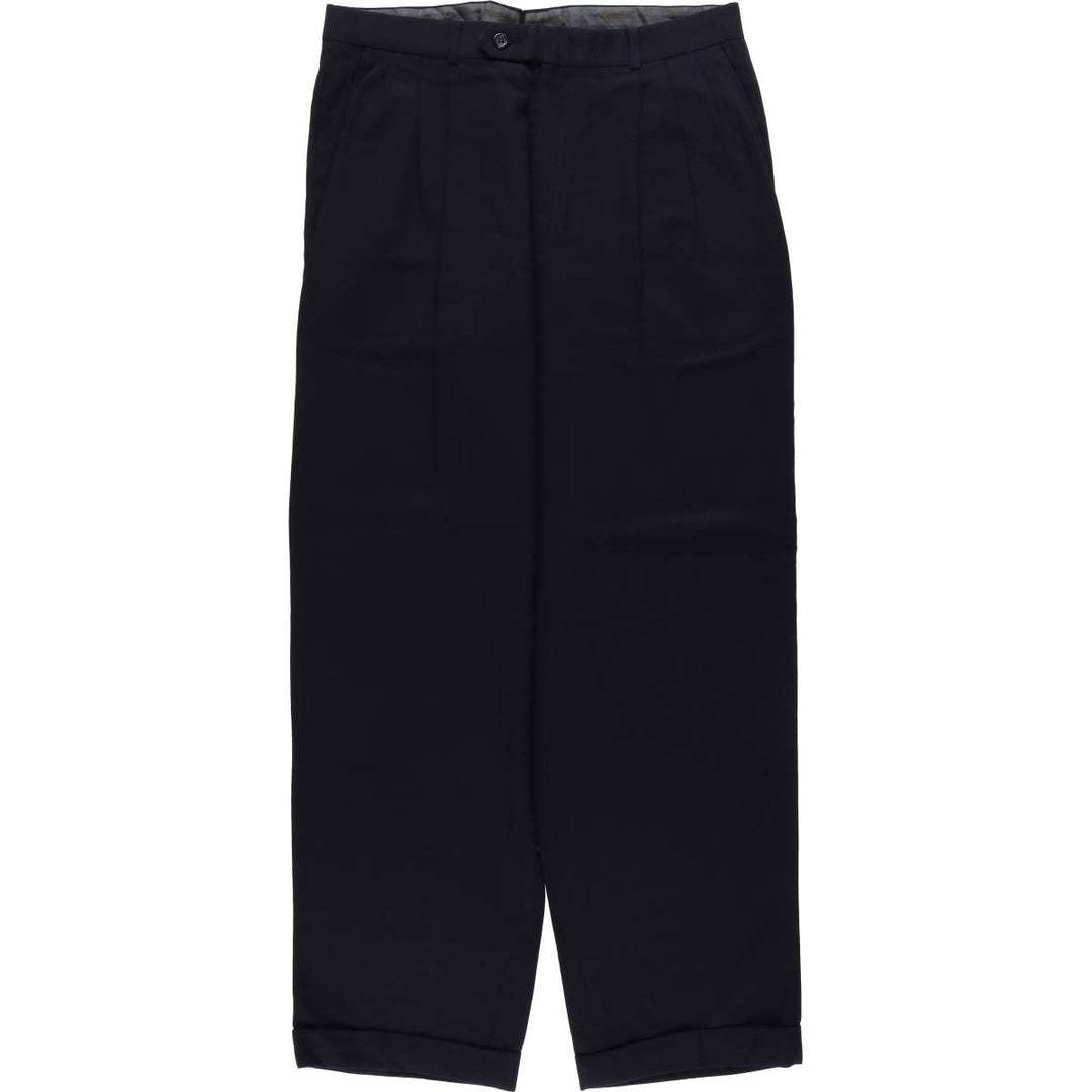 Men's three-pleat slacks, equivalent to size W34, vintage. unclear navy blue type Vintage Second Hand
