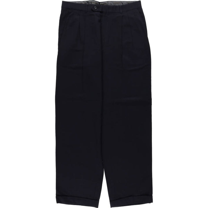 Men's three-pleat slacks, equivalent to size W34, vintage. unclear navy blue type Vintage Second Hand