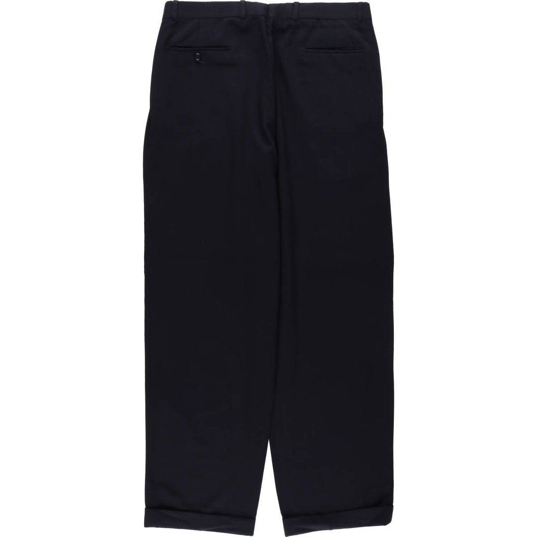 Men's three-pleat slacks, equivalent to size W34, vintage. unclear navy blue type Vintage Second Hand