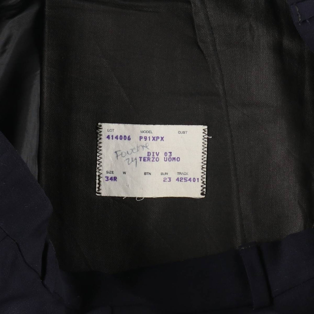 Men's three-pleat slacks, equivalent to size W34, vintage. unclear navy blue type Vintage Second Hand