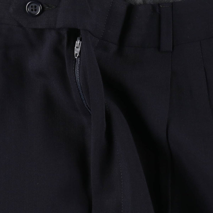 Men's three-pleat slacks, equivalent to size W34, vintage. unclear navy blue type Vintage Second Hand