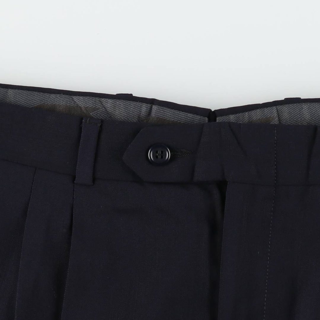 Men's three-pleat slacks, equivalent to size W34, vintage. unclear navy blue type Vintage Second Hand