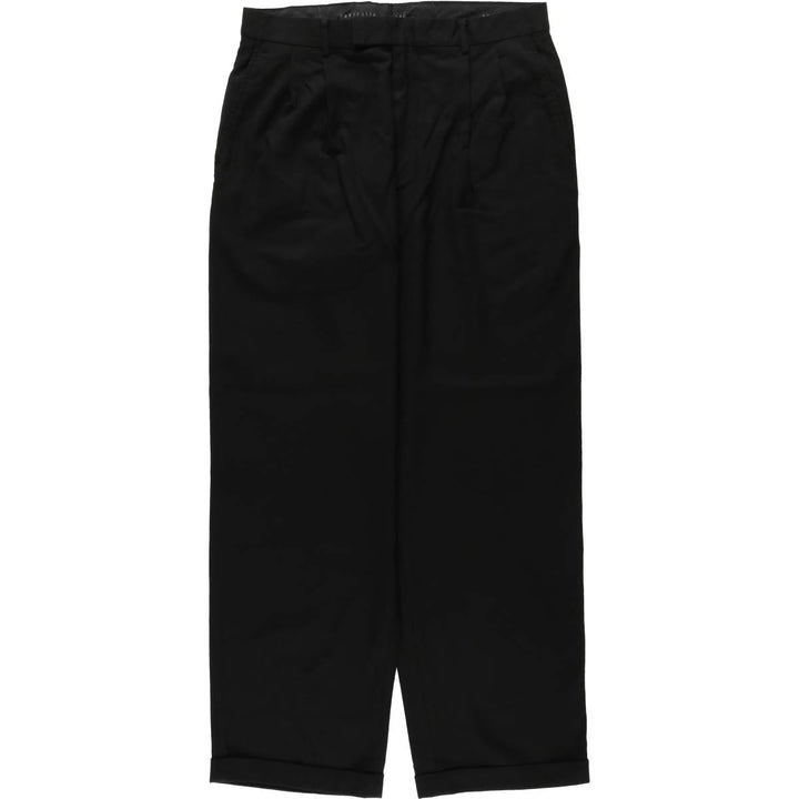Perry Ellis PERRY ELLIS PORTFOLIO Two-pleat Slacks Men's Size W34 unclear black type Vintage Second Hand