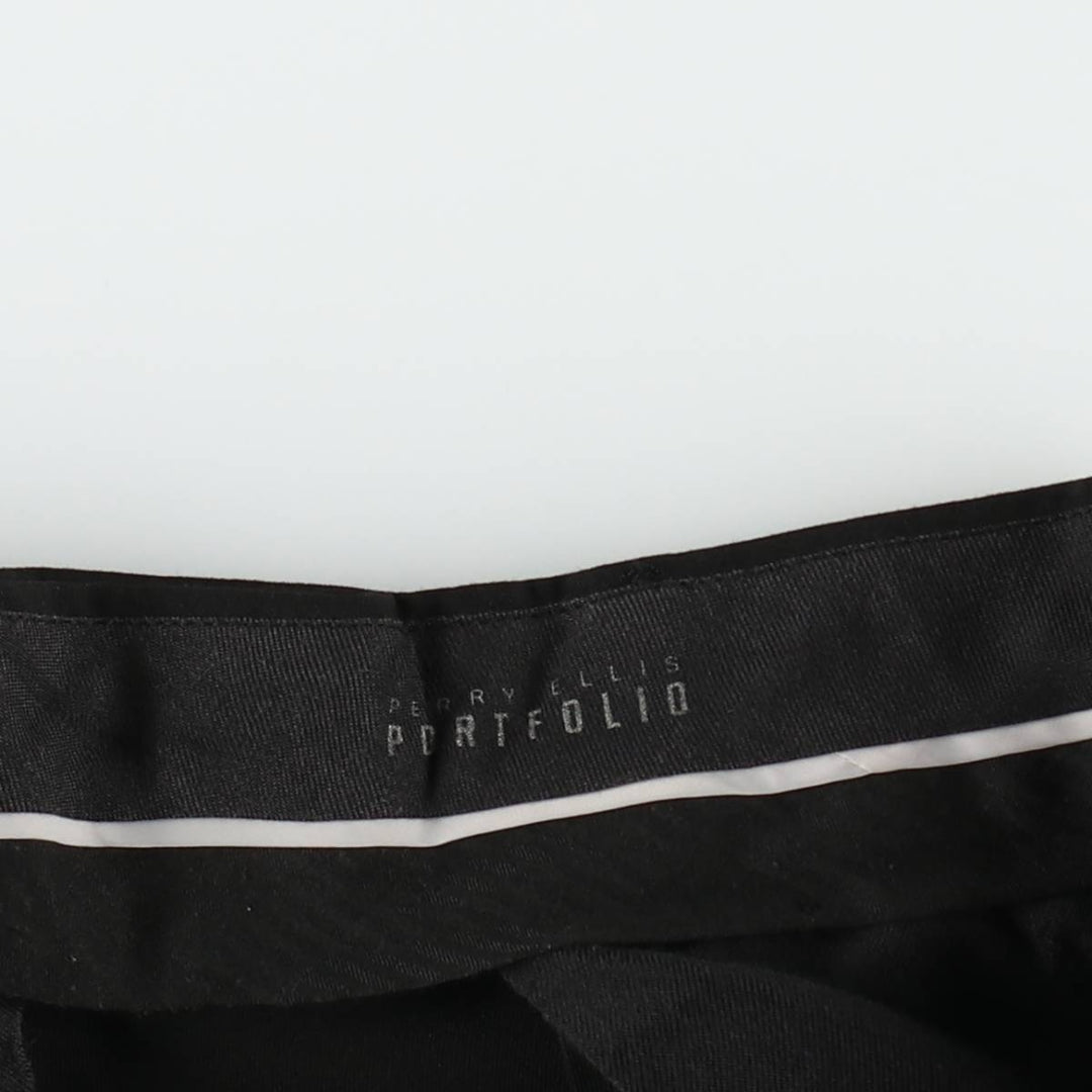 Perry Ellis PERRY ELLIS PORTFOLIO Two-pleat Slacks Men's Size W34 unclear black type Vintage Second Hand