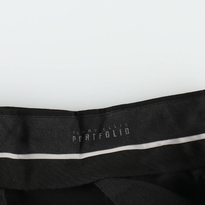 Perry Ellis PERRY ELLIS PORTFOLIO Two-pleat Slacks Men's Size W34 unclear black type Vintage Second Hand