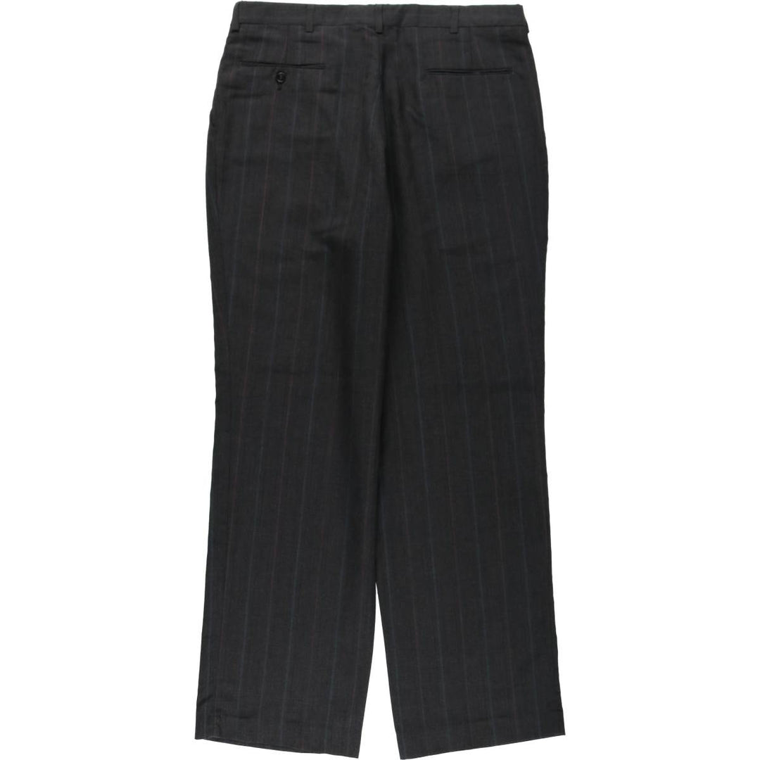 80s-90'S Town Craft Stripe Pattern Two-Pleat Slacks Pants, Made in USA, Men's W36 (approx.), Vintage unclear Charcoal Vintage Second Hand