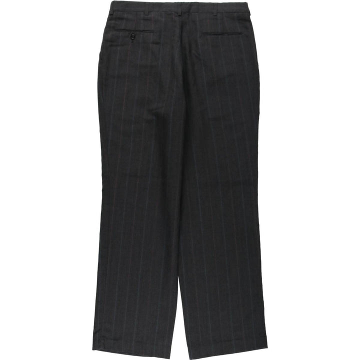 80s-90'S Town Craft Stripe Pattern Two-Pleat Slacks Pants, Made in USA, Men's W36 (approx.), Vintage unclear Charcoal Vintage Second Hand