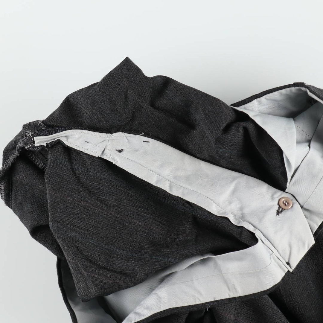 80s-90'S Town Craft Stripe Pattern Two-Pleat Slacks Pants, Made in USA, Men's W36 (approx.), Vintage unclear Charcoal Vintage Second Hand