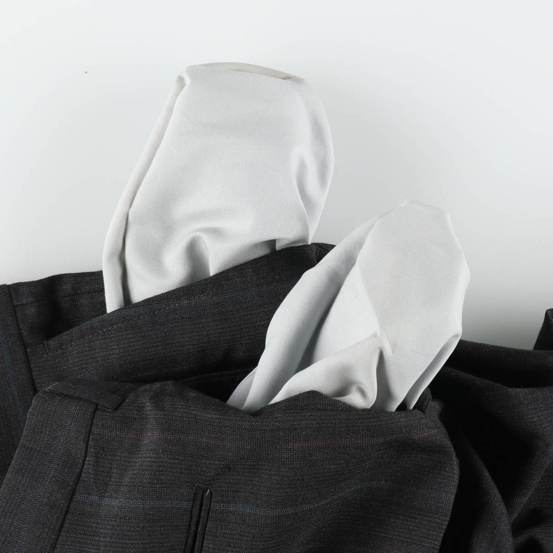 80s-90'S Town Craft Stripe Pattern Two-Pleat Slacks Pants, Made in USA, Men's W36 (approx.), Vintage unclear Charcoal Vintage Second Hand