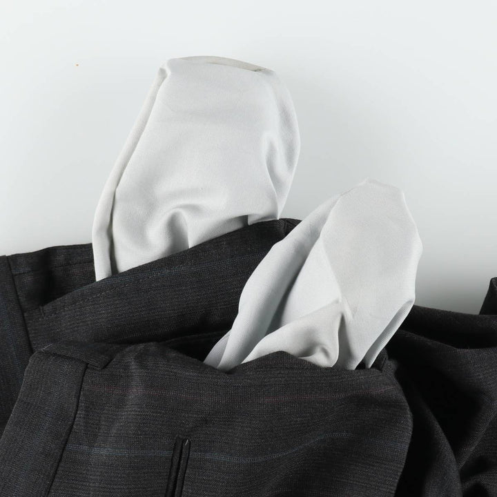 80s-90'S Town Craft Stripe Pattern Two-Pleat Slacks Pants, Made in USA, Men's W36 (approx.), Vintage unclear Charcoal Vintage Second Hand