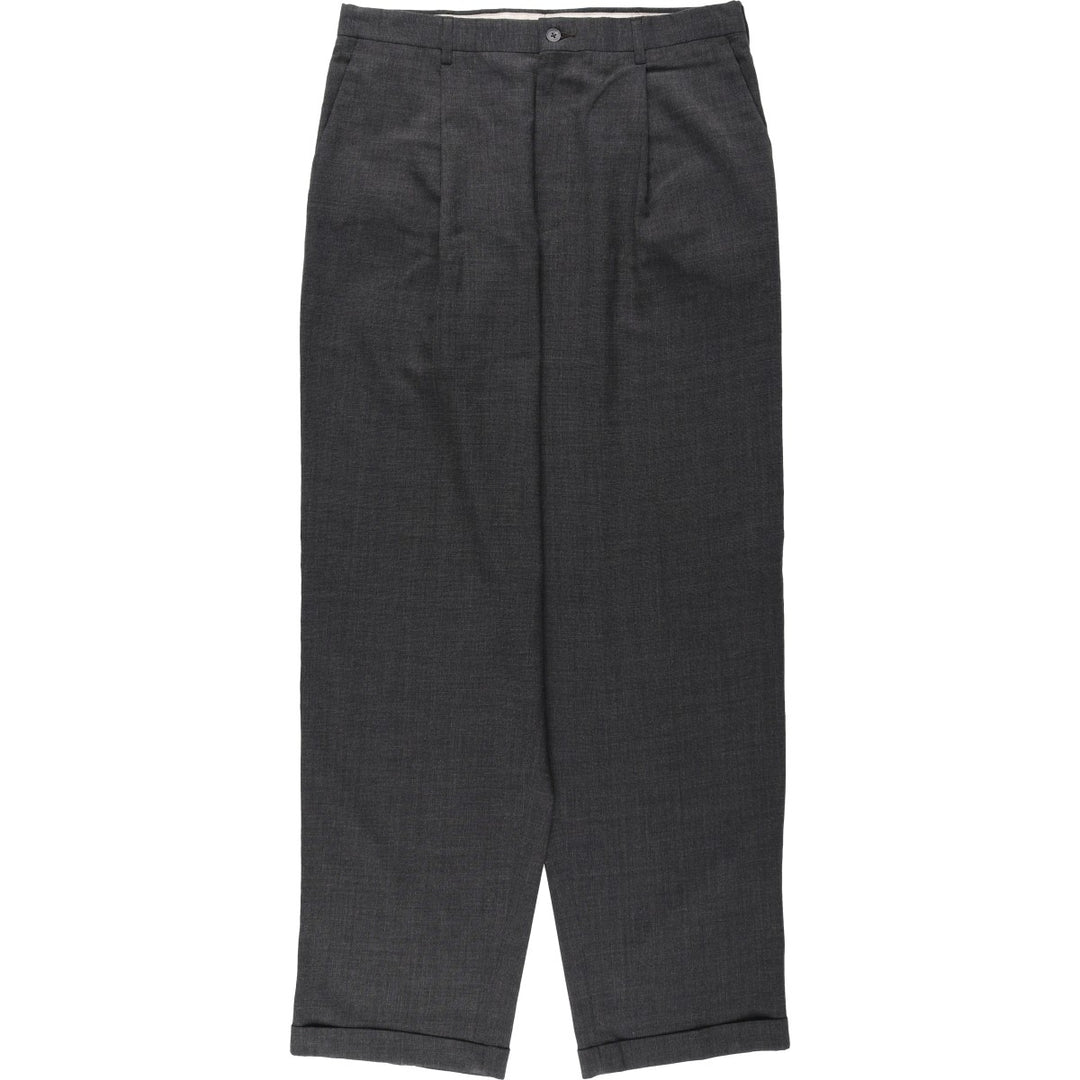 Perry Ellis men's one-tuck slacks, size W34 (approx.) polyester Charcoal Vintage Second Hand