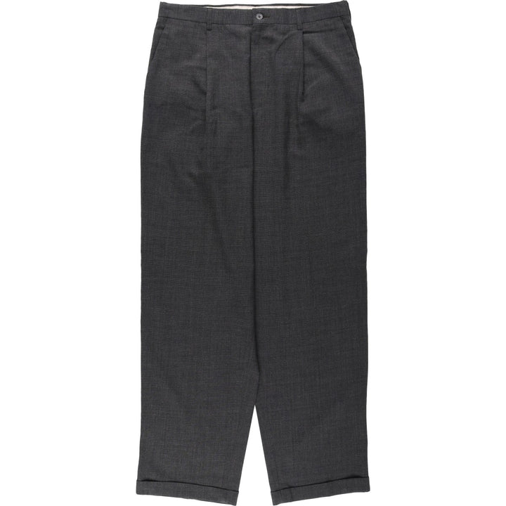 Perry Ellis men's one-tuck slacks, size W34 (approx.) polyester Charcoal Vintage Second Hand