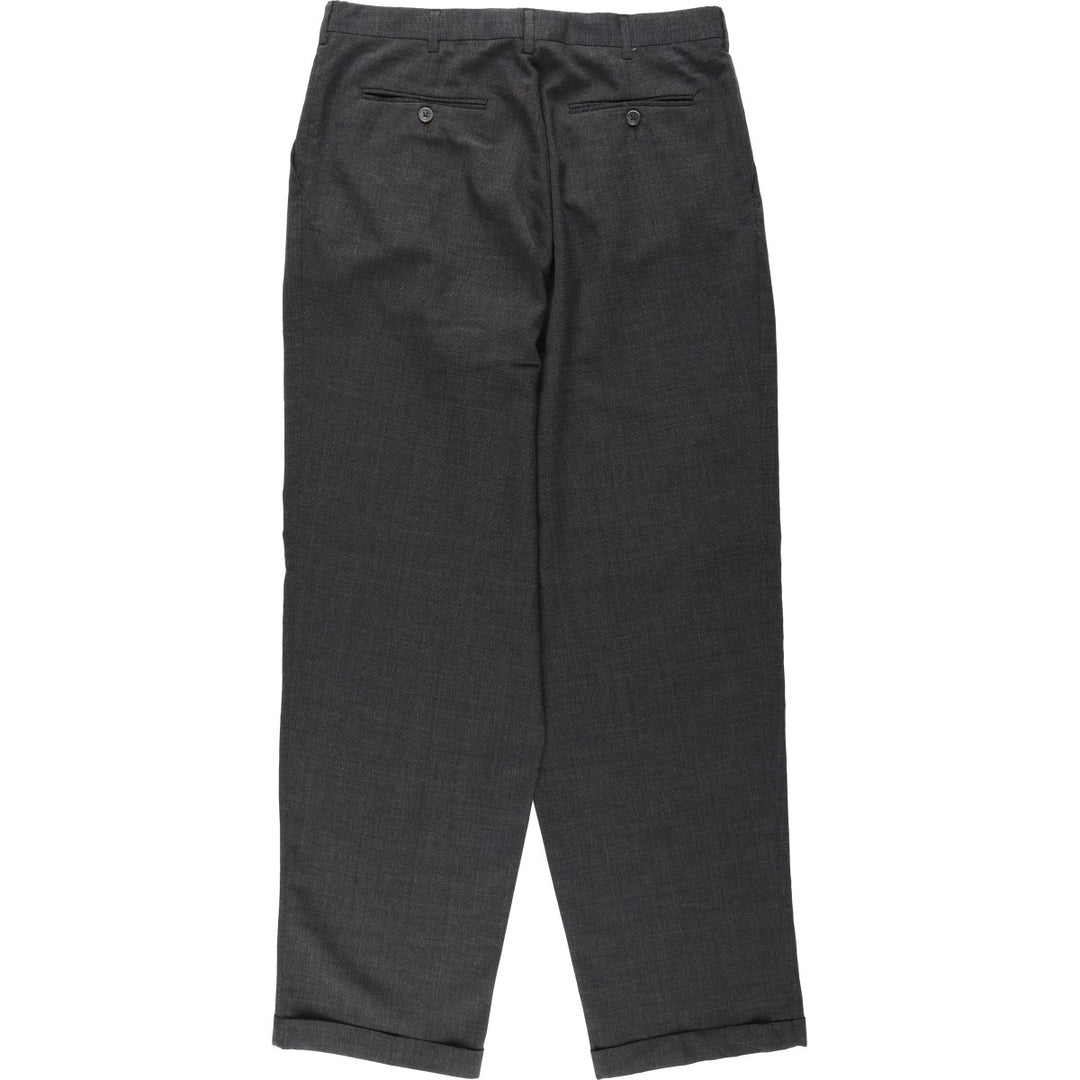 Perry Ellis men's one-tuck slacks, size W34 (approx.) polyester Charcoal Vintage Second Hand