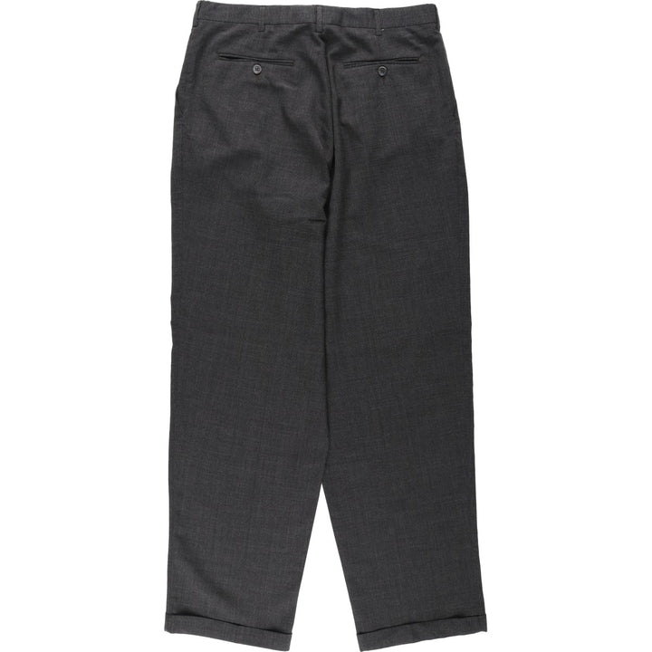 Perry Ellis men's one-tuck slacks, size W34 (approx.) polyester Charcoal Vintage Second Hand