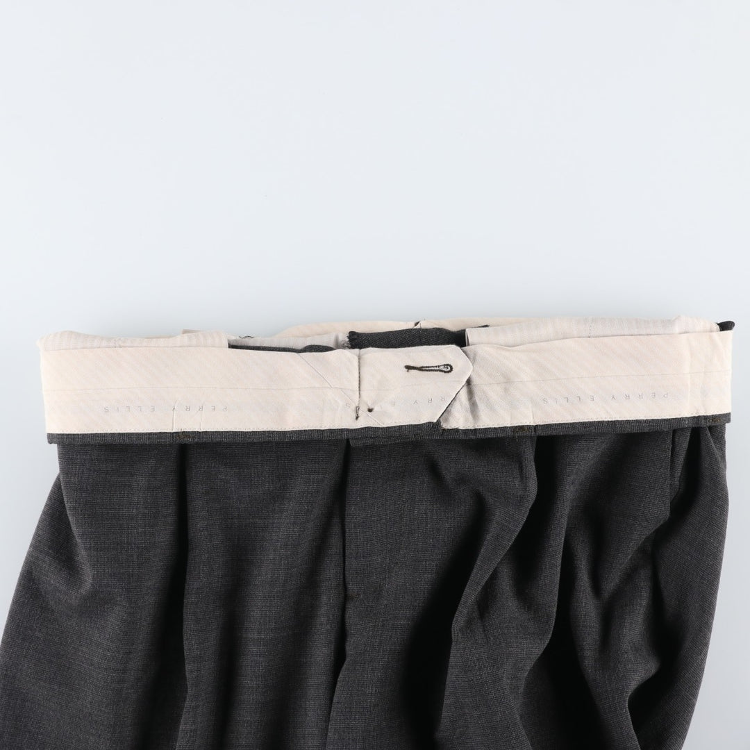 Perry Ellis men's one-tuck slacks, size W34 (approx.) polyester Charcoal Vintage Second Hand
