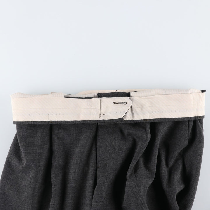 Perry Ellis men's one-tuck slacks, size W34 (approx.) polyester Charcoal Vintage Second Hand