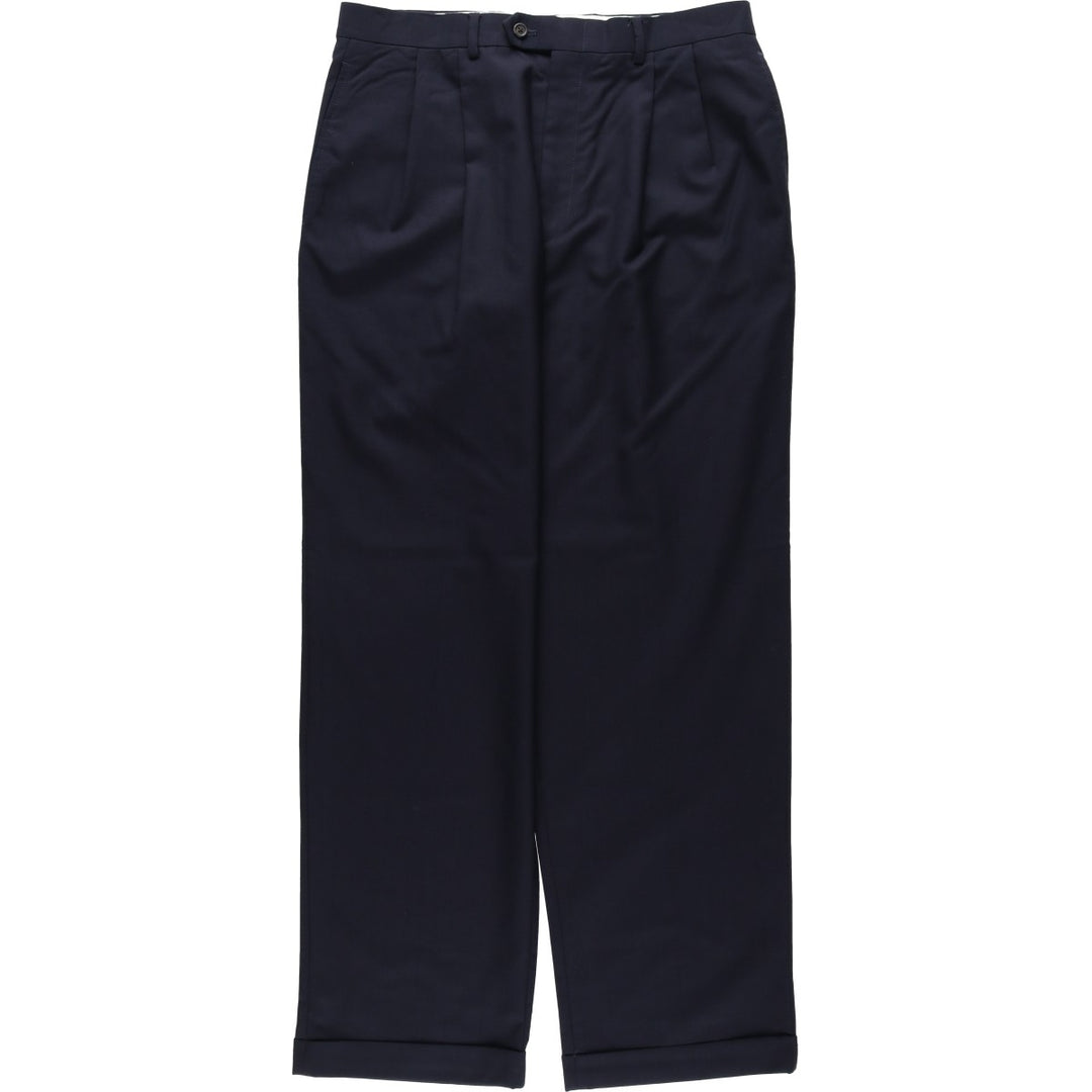 Ralph Lauren LAUREN Lauren Two-pleat wool pants slacks for men, equivalent to W34 wool navy blue type Vintage Second Hand