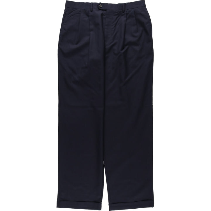 Ralph Lauren LAUREN Lauren Two-pleat wool pants slacks for men, equivalent to W34 wool navy blue type Vintage Second Hand