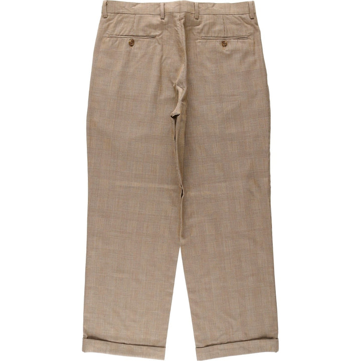 Ralph Lauren Glen Plaid Two-Pleat Wool Trousers/Slacks, Men's Size W34 (approx.) wool Beige type Vintage Second Hand