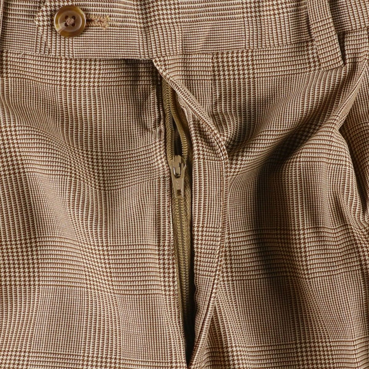 Ralph Lauren Glen Plaid Two-Pleat Wool Trousers/Slacks, Men's Size W34 (approx.) wool Beige type Vintage Second Hand