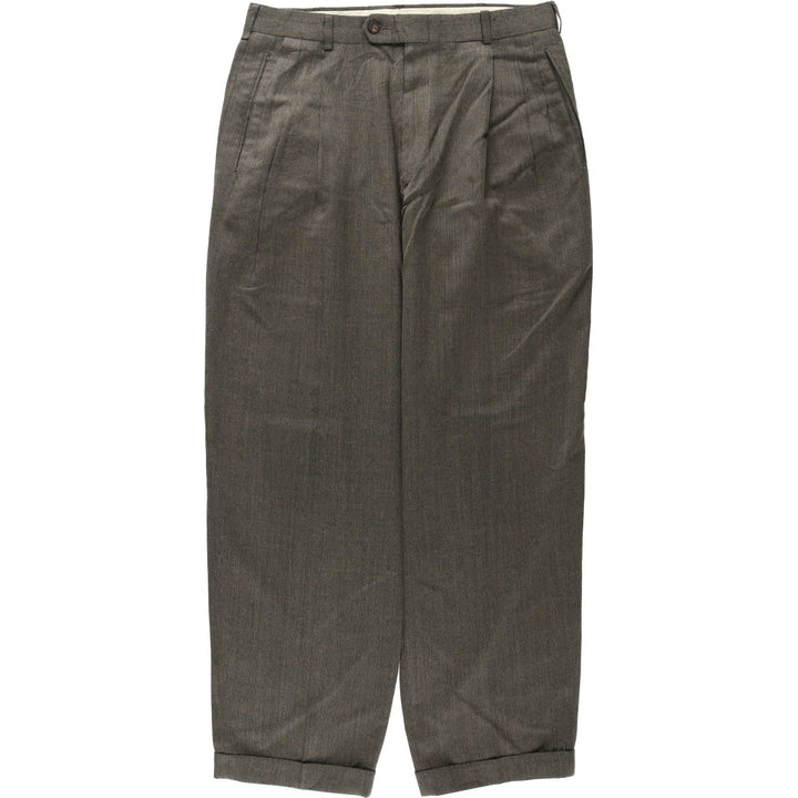 90'S SLATES Two-Pleat Slacks Pants, Men's Size W32 (approx.), Vintage polyester Khaki type Vintage Second Hand