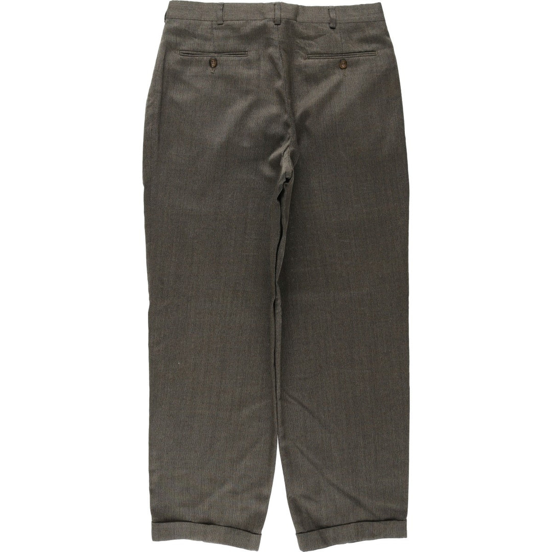 90'S SLATES Two-Pleat Slacks Pants, Men's Size W32 (approx.), Vintage polyester Khaki type Vintage Second Hand