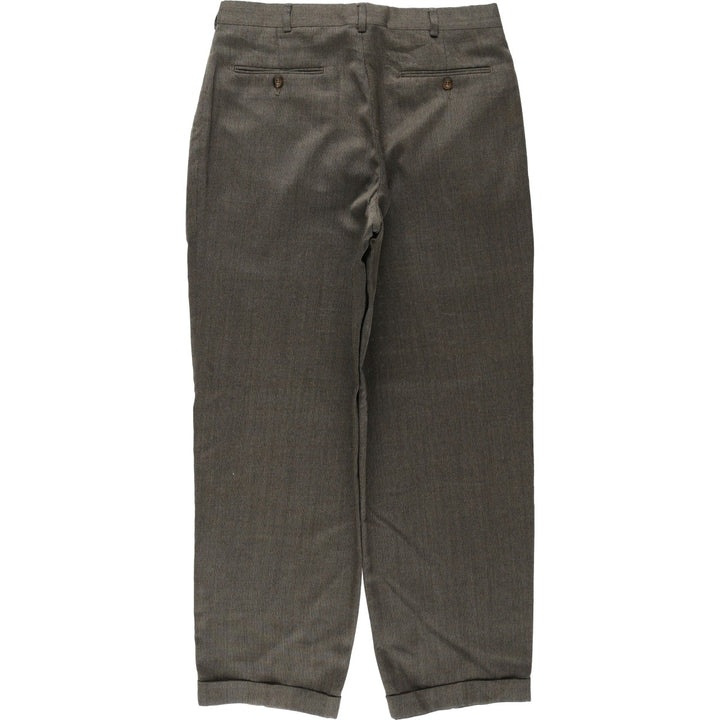 90'S SLATES Two-Pleat Slacks Pants, Men's Size W32 (approx.), Vintage polyester Khaki type Vintage Second Hand