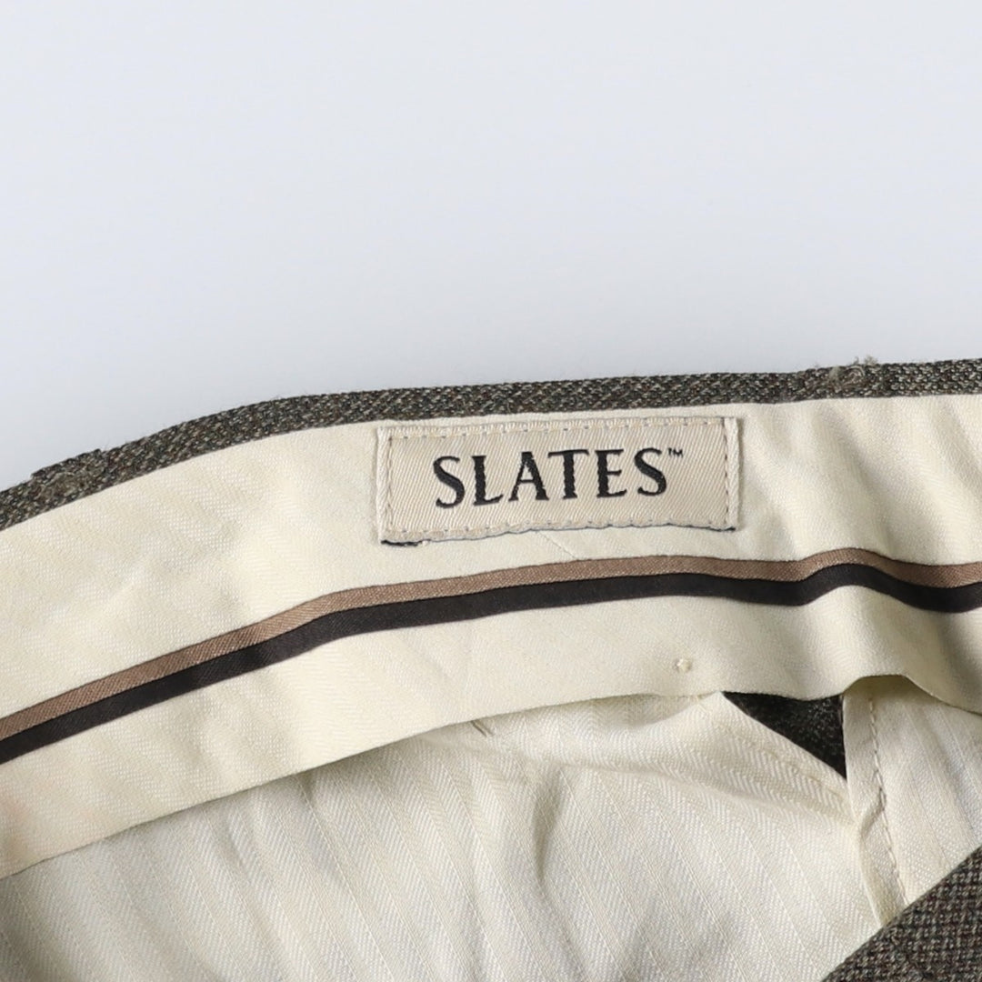 90'S SLATES Two-Pleat Slacks Pants, Men's Size W32 (approx.), Vintage polyester Khaki type Vintage Second Hand