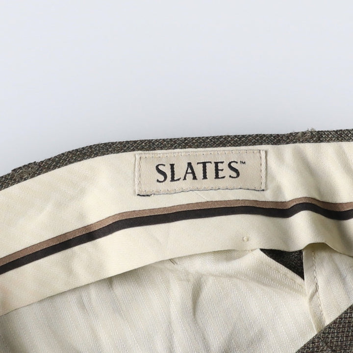 90'S SLATES Two-Pleat Slacks Pants, Men's Size W32 (approx.), Vintage polyester Khaki type Vintage Second Hand