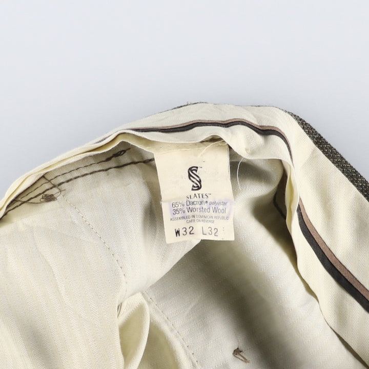 90'S SLATES Two-Pleat Slacks Pants, Men's Size W32 (approx.), Vintage polyester Khaki type Vintage Second Hand