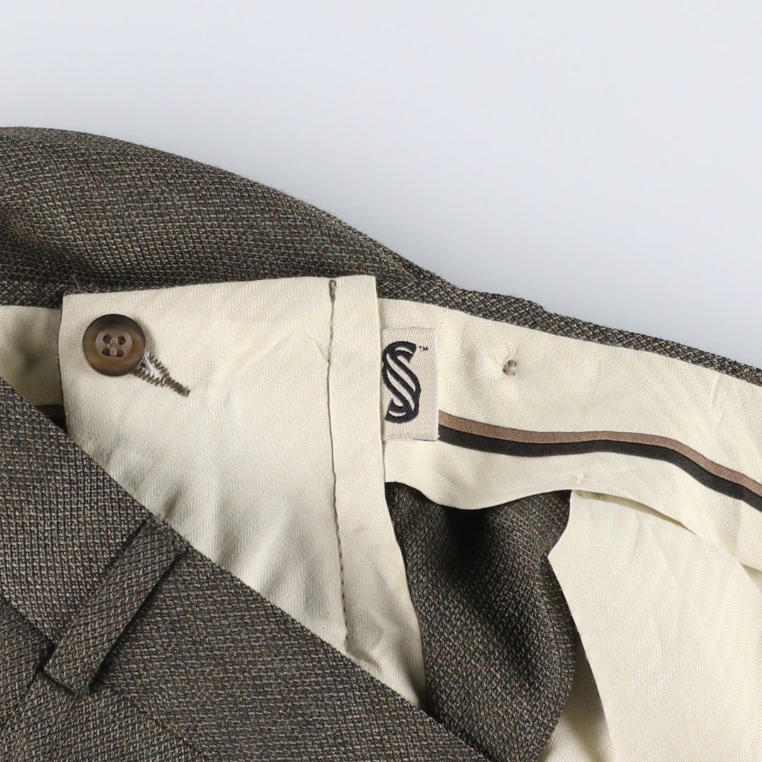 90'S SLATES Two-Pleat Slacks Pants, Men's Size W32 (approx.), Vintage polyester Khaki type Vintage Second Hand