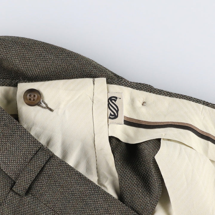 90'S SLATES Two-Pleat Slacks Pants, Men's Size W32 (approx.), Vintage polyester Khaki type Vintage Second Hand