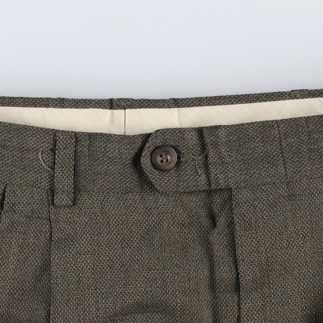 90'S SLATES Two-Pleat Slacks Pants, Men's Size W32 (approx.), Vintage polyester Khaki type Vintage Second Hand