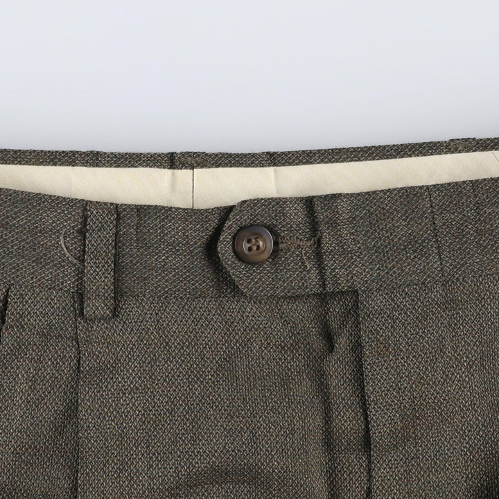 90'S SLATES Two-Pleat Slacks Pants, Men's Size W32 (approx.), Vintage polyester Khaki type Vintage Second Hand
