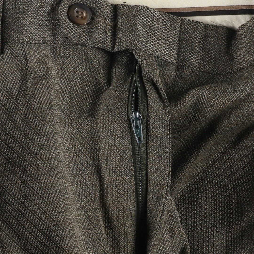 90'S SLATES Two-Pleat Slacks Pants, Men's Size W32 (approx.), Vintage polyester Khaki type Vintage Second Hand